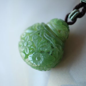 Natura Hollow-out Carved Green Jade Pendant/Natural Nephrite Jade Necklace/Viking Jewelry/Vintage antique jade jewelry/jade diffuser choker
