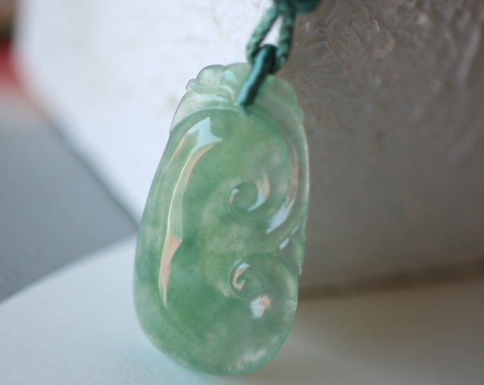 Luxurious Certified Natural Myanmar Vivid Green Jadeite Jade necklace with designer Hand knitting Rope/One of a kind Anniversary/Untreated