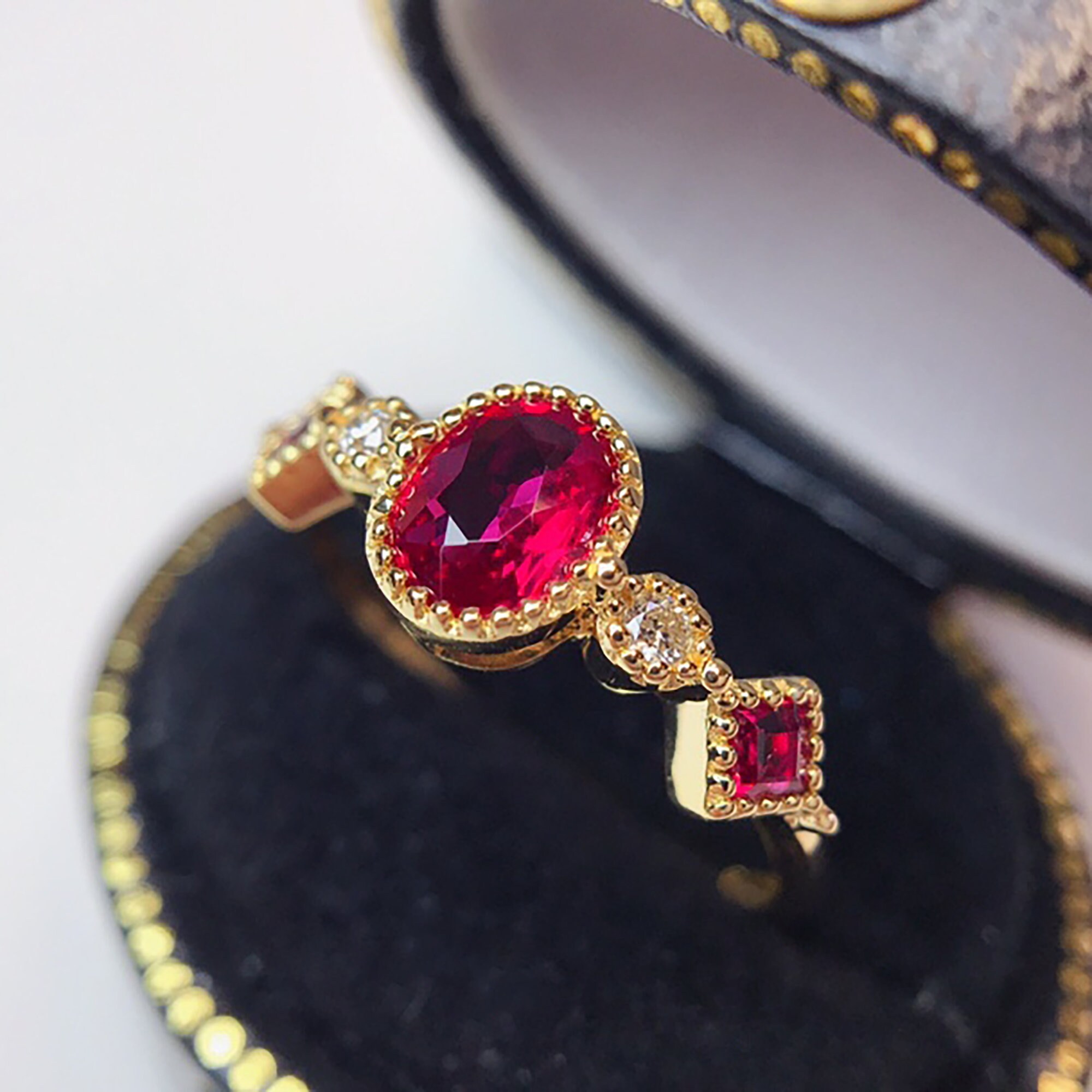 18K Rose Gold ruby ring/Natural Engagement Ring with | Etsy