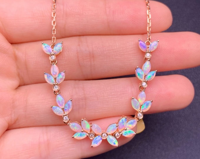 18k rose gold natural Australian opal bracelet/Diamonds and opal/Unique opal bracelet in rose gold/1rst 10th anniversary opal gift for her