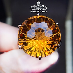 18k solid rose gold firework cut natural citrine engagement wedding ring /Unique Promise/one of a kind gift for her/Birthday Anniversary