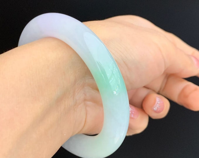 Certified Untreated Natural Myanmar double color purple green Jadeite Bangle/One of a kind unique jadeite jade bracelet With Certificate