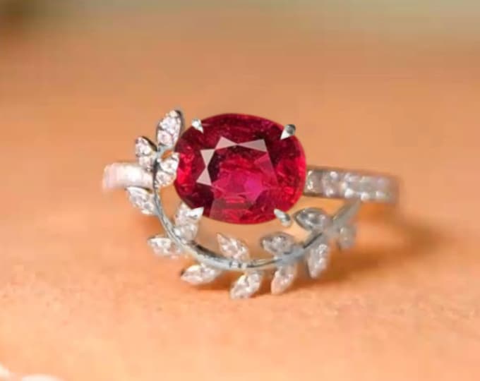 1.01ct-5.9mmx5.3mmx3.1mm natural untreated ruby custom ring, platinum for Becca
