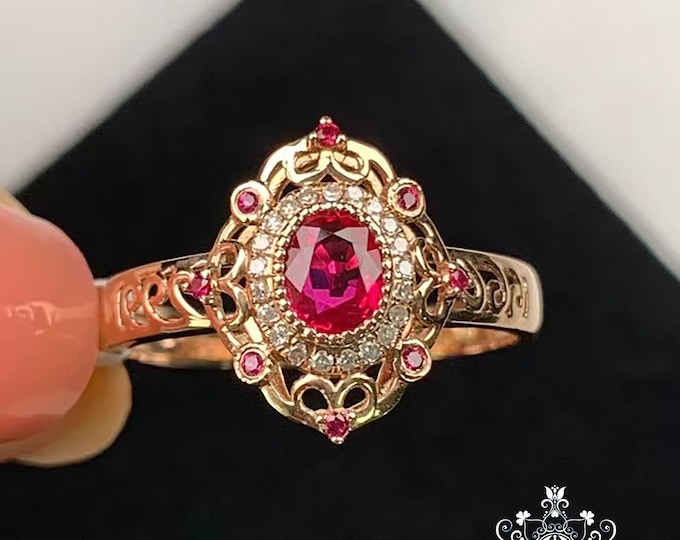 Flower Natural Mozambique ruby ring/18k white gold with gold/natural raw ruby//red flowers/antique ruby ring/14k ruby ring/trendy ruby ring