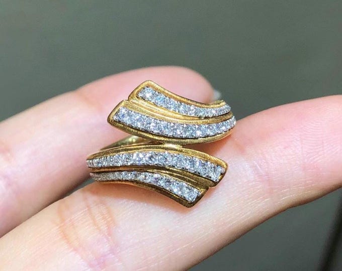 Unique earth mined diamond ring women/thick band 18k solid gold diamond ring/Trendy fashion diamond ring for her/handmade fine diamond ring