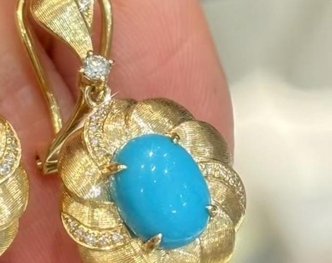 Custom turquoise pendant in 18k yellow gold for Faryal-1.8-2.0ct oval turquoise.