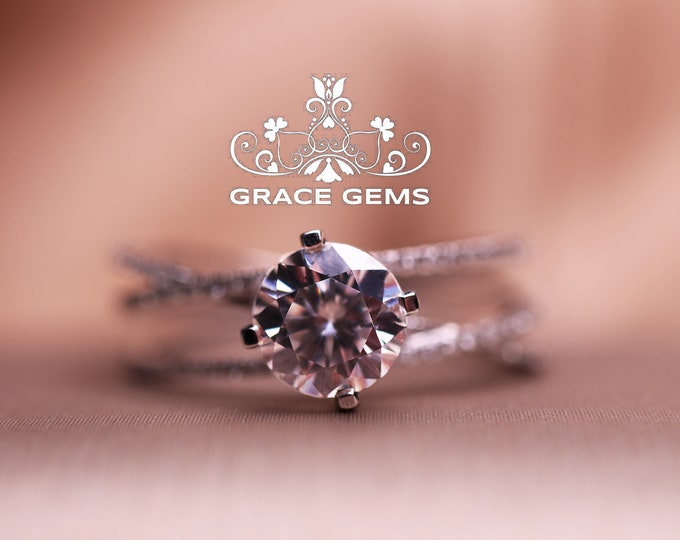 Brilliant Cut GRA Certified VVS 1CT Color D Solitaire Moissanite engagement 14k/18k wedding ring/Promise gift 4prongS/Custom promise ring