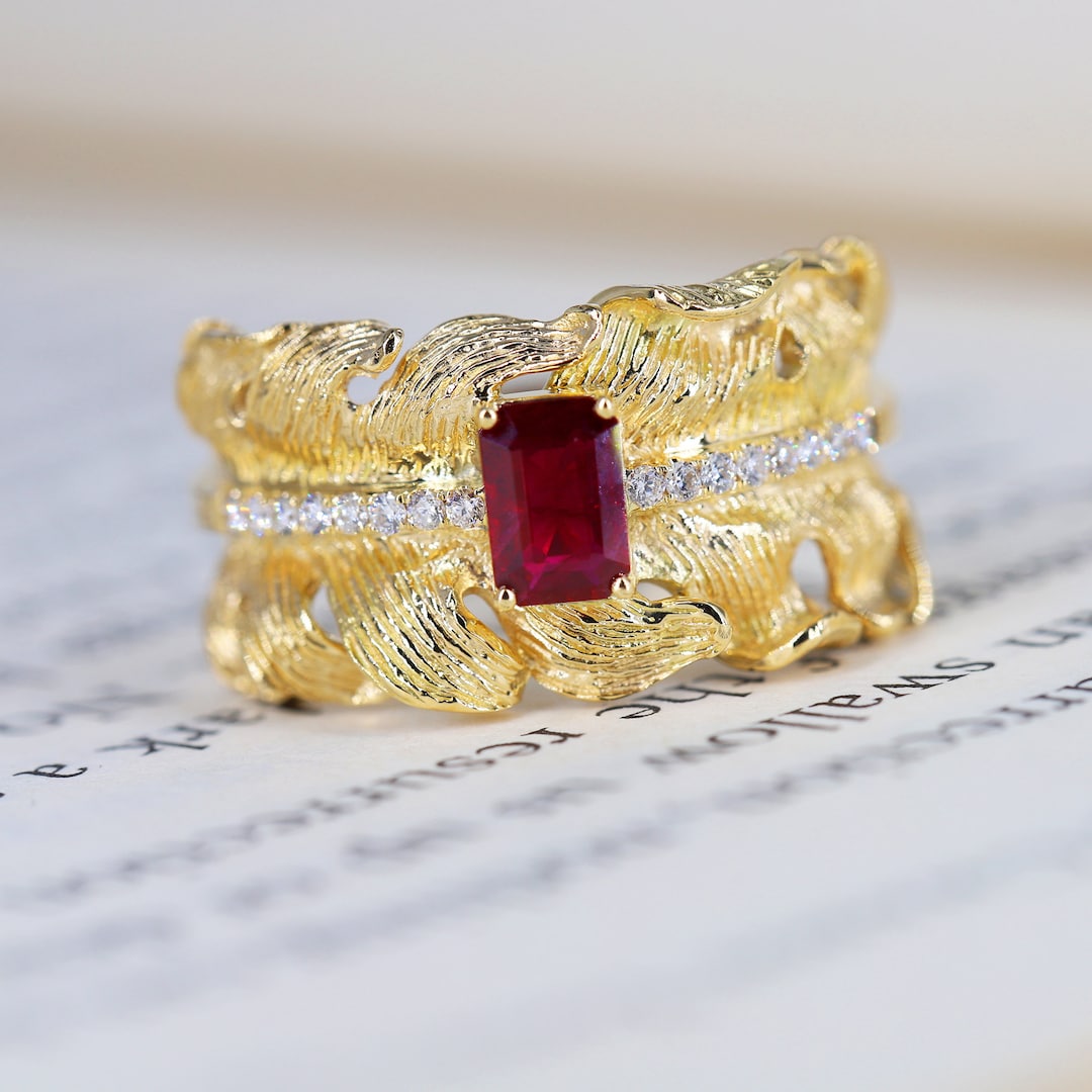 18k Gold Natural Real Ruby Ring/certified Zambia Ruby and Diamond
