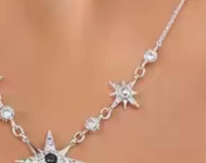 Custom 18K Solid Gold Necklace with 2 mm Turquoise Starburst and 1 mm Lapis Lazuli Starburst, 17-Inch Chain, Approx. 4 g Total Weight