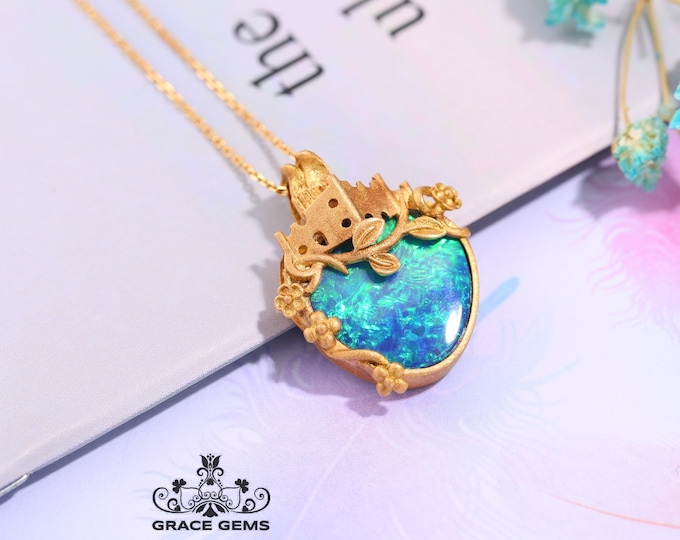 Unique 8CT Australian Black Opal Pendant in 18k gold/Boulder Opal Necklace/Anniversary Birthday Choker/One of a kind raw opal jewelry gift