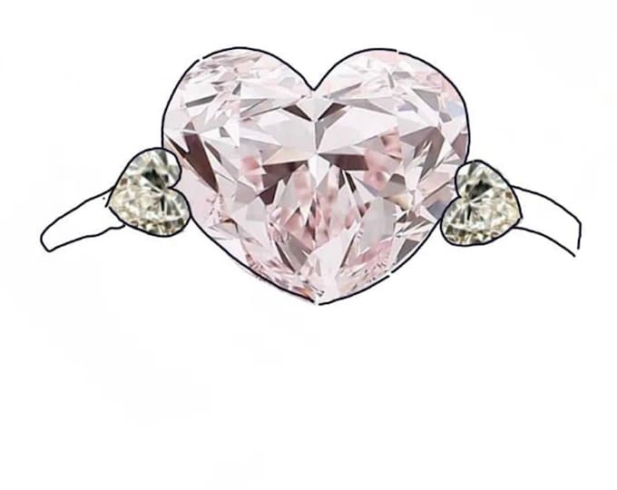 18k white gold ring setting, no center stone, 6.67 mm x 7.04mm x 3.96 mm, size 5-3/4, 0.1ct for each heart diamond.