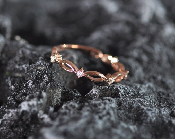 18k solid rose gold twig wedding band/Engagement Wedding Bridal Band/Forever one band/unique Proposal ring/Birthday anniversary gold ring