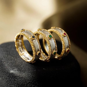 Handmade Emerald Ruby Sapphire 14k Gold Band: Trendy Wedding Ring/custom fine ruby,ethically sourced ruby/handmade ruby band/trendy ruby