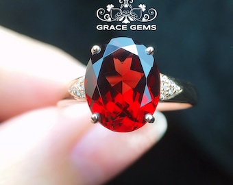 18k/14k rose gold rare red garnet engagement wedding ring/Ruby made/Promised ring/one of a kind gift for her/Garnet stacking ring /Garnet