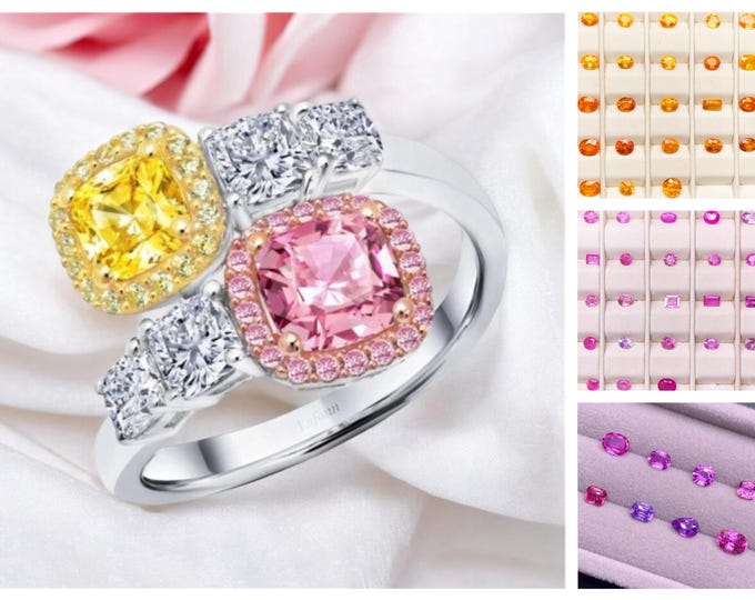Custom 14k white gold ring for Julia, 5.2ct combination of orange garnet & pink sapphire, size 8, total price USD3,489 after 25 percent off
