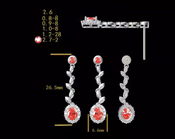 Custom ruby earrings for Jeff: high-quality natural rubies with diamond halo designs.
