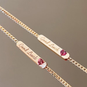Personalized 18k Gold Pink Tourmaline Bracelet: Handmade Gemstone Jewelry