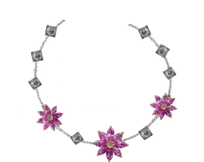 Custom necklace for Elin, marquise garnet, tsavorite side stones