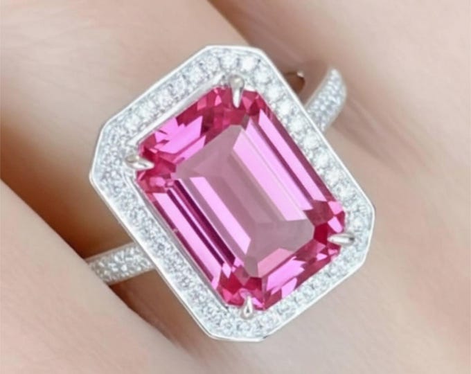 Custom order-VIP customer Phuong, Padparadscha ring in Platinum, 2.5ct Padparadscha, DVS diamonds. USD 3700, 4 split payments, thick band