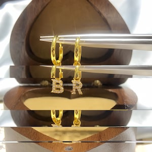 18k solid gold personalized earrings/diamond custom initial studs/meaningful dangles/art deco earrings/letter gold earrings/handmade earring