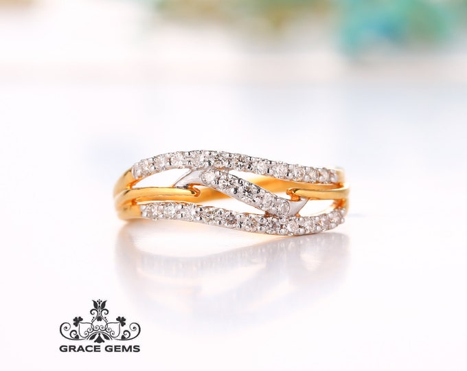 Unique Design Custom Multi-stone Natural Diamonds Engagement Ring/Promise Band/Eternity Wedding Band/Anniversary Gift/Mother's Day/Birthday