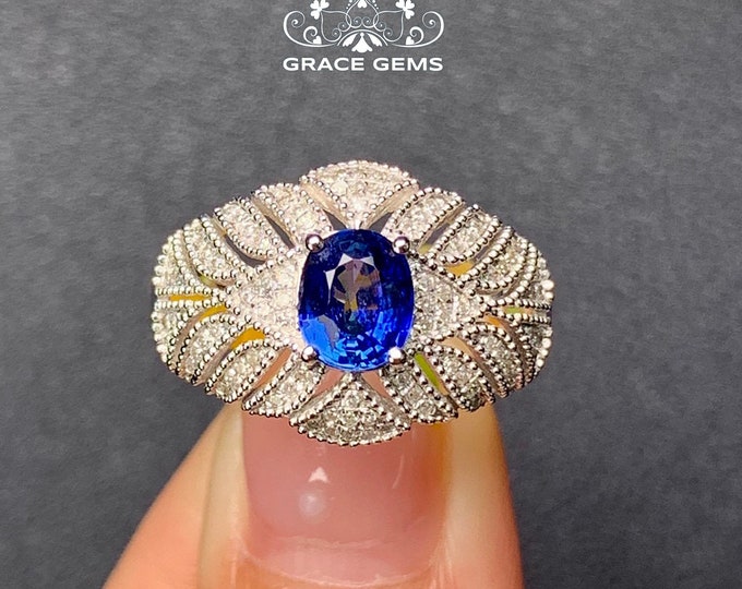 Natural sapphire rings/18k Solid Gold ring Set/Engagement ring/celestial ring/New mom jewelry/Stacking Ring Set/Couple Jewelry/Wedding gift