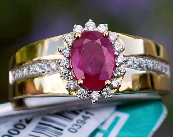 custom order, silver lab ruby ring, 12 pieces+ side moissanite on the band, 0.15ct/piece. halo ring, wide band