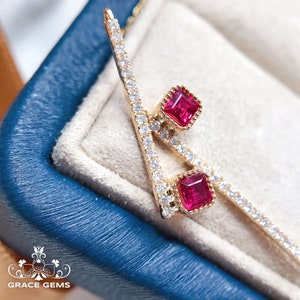 Unique Design Genuine Pigeon Blood Red Ruby Pendant in 18k gold diamonds/One of a kind Necklace/Anniversary Birthday Choker/Rubellite gift