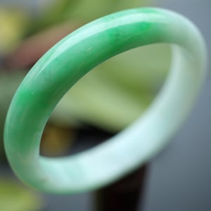 High Quality Untreated Natural Myanmar vivid green Jadeite Jade Bangle/Oval shape One of a kind Grade A Jade Bracelet  natural jade bangle/