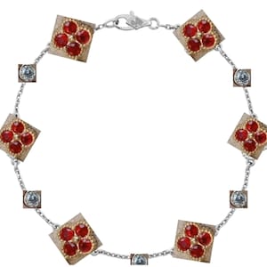 custom order for Cherry-18k white gold, 6.2 inches, pigeon blood red rubies, 0.37inches for each flower, 5 pieces of 0.05ct DVS