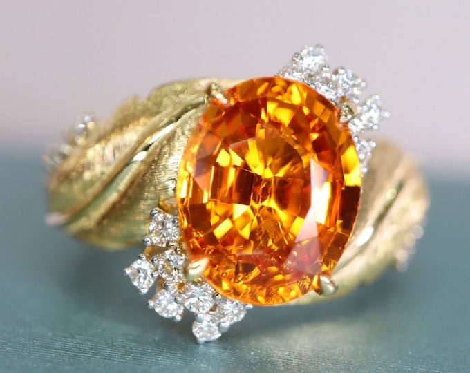 18k Gold Designer Natural Fanta ring/Handmade orange garnet Engagement ring/Celtic Fanta Ring/Unique fanta ring for her/Nature-inspired ring