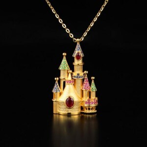 Unique Ruby Castle Pendant Necklace in 18K Solid Gold | Handmade Natural Ruby Jewelry | Personalized Custom Ruby Gift for Her