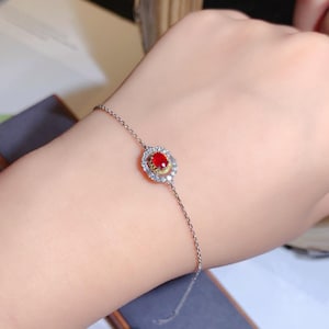Genuine Ruby Bracelet in 18K white Gold and diamonds/Unique Natural ruby bracelet/Anniversary Birthday stone ruby jewelry/Handmade ruby gift