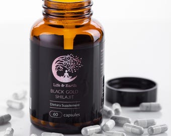 Reine Altai Shilajit Kapseln | Schwarz Gold Mumijo | Mineralreiches natürliches Wellness-Supplement - 60 Ct
