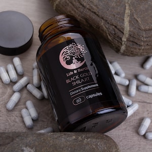 Black Gold Shilajit - Pure Mumijo - 60 Capsules - Mumio - Salajjet - Authentic Altai Shilajit - Premium Resin - Pure Mumjo