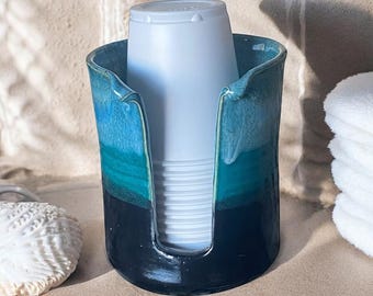 Made To Order - Turquoise and Black 3-Ounce Dixie Cup Holder - Stylish Solo Cup Dispenser for Practical and Organized Cup Access