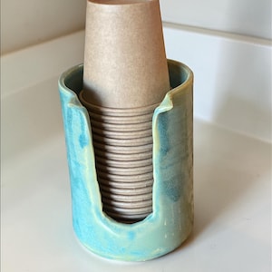 Troptical Sea Spray 3-Ounce Ceramic Handmade Dixie Cup Holder - Stylish Dispenser for Your Solo or Dixie Cups