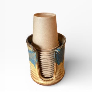 Light Yellow and Turquoise 3-Ounce Dixie Cup Holder - Stylish Solo Cup Dispenser for Convenience and Colorful Organization