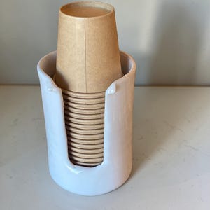 Bright White 3-Ounce Ceramic Handmade Dixie Cup Holder - Stylish Dispenser for Your Solo or Dixie Cups