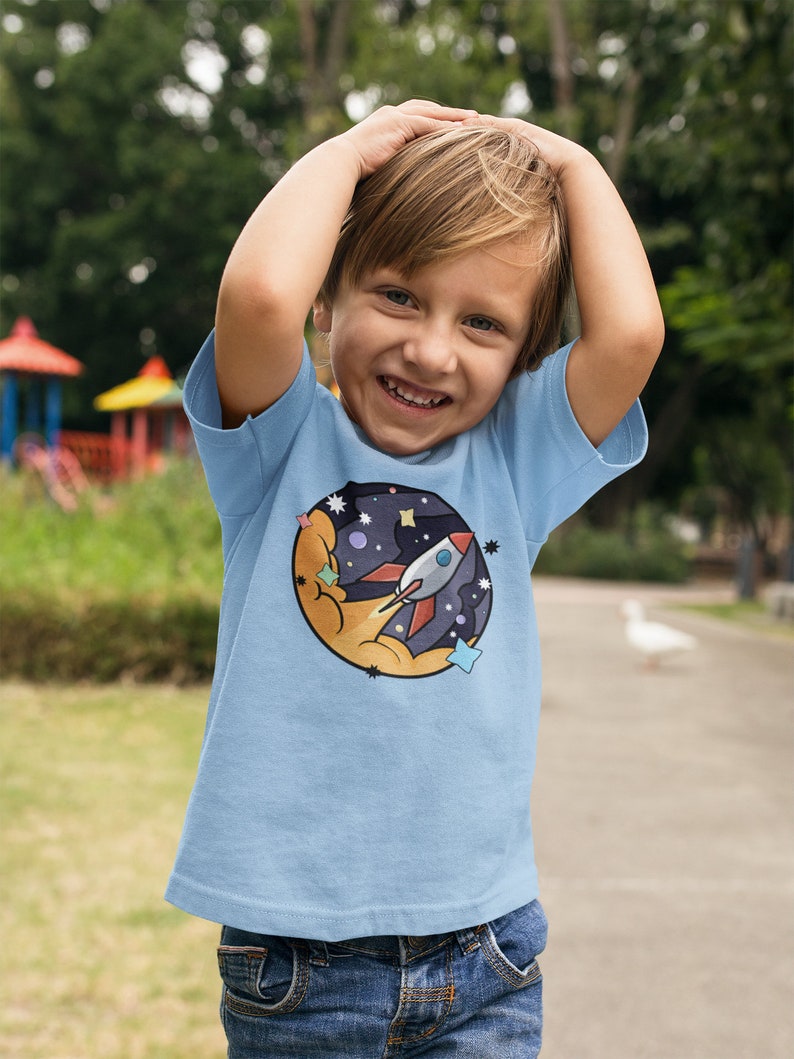 Little space clothes Rocketship tshirt for toddlers Kids Etsy