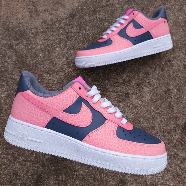 Nike Air Force 1 low cheetah print pink and grey custom sneakers