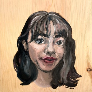 Framed Original Oil Pastel Portrait Art with Matt 198365 of 365 Project 2017-7x7 in 9.5x9.5 frame