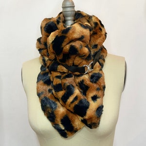 Handmade Soft Luxurious Fluffy Scarves. Tiger Faux Fur with accessories. Luxury Winter Neckwear. Valentine's gift for Her. Made In USA. image 3