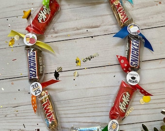 Class of 2025. Candy Lei. Size: SMALL for PRESCHOOL & KINDERGARTEN. (29-in. closed loop).