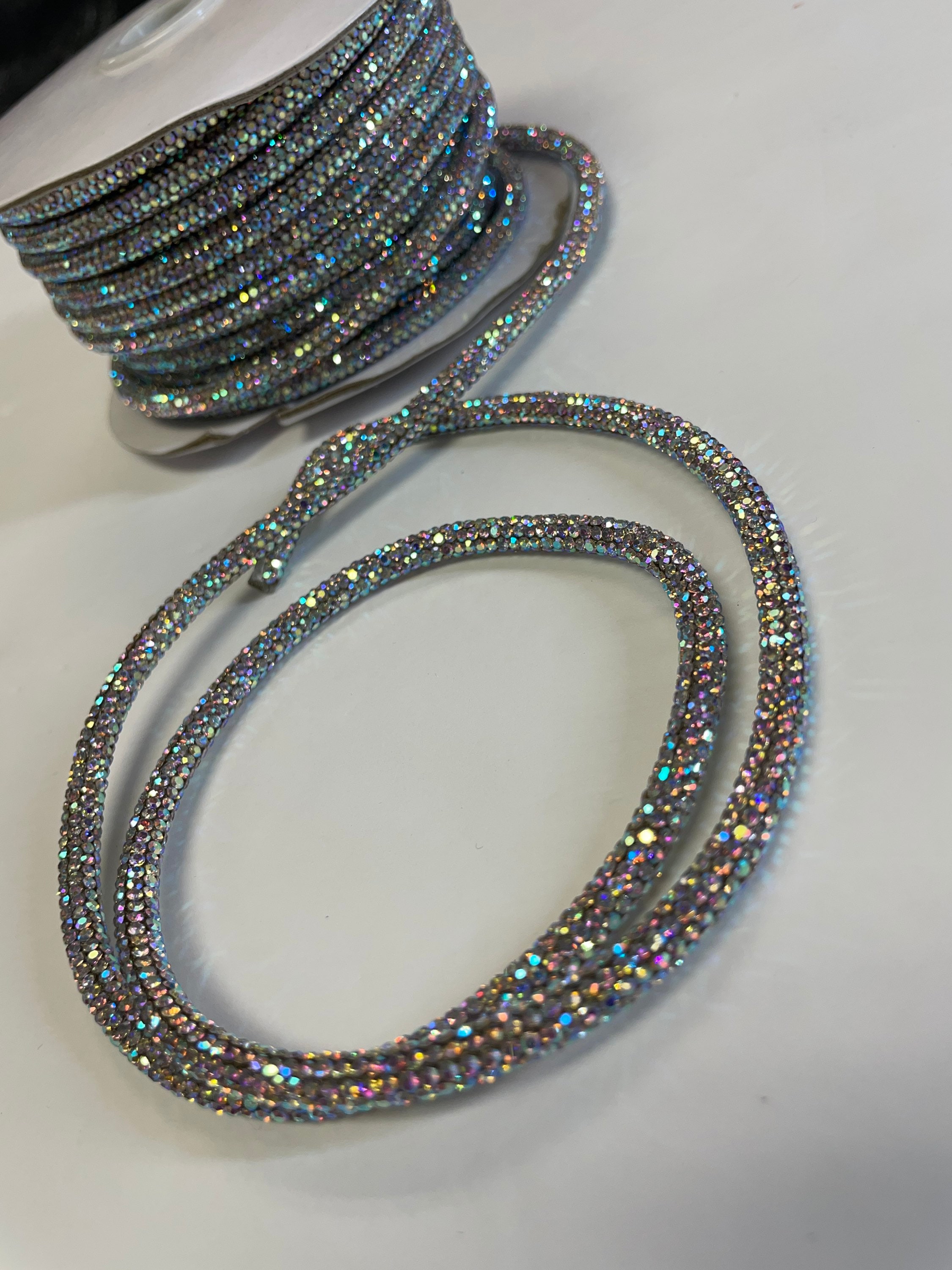 Flexible Rhinestone Rope Trim in Red Blue Zircon Turquoise Rose Gold Great  Sparkle 6-7 Mm, Hollow Center Sold by the Yard 