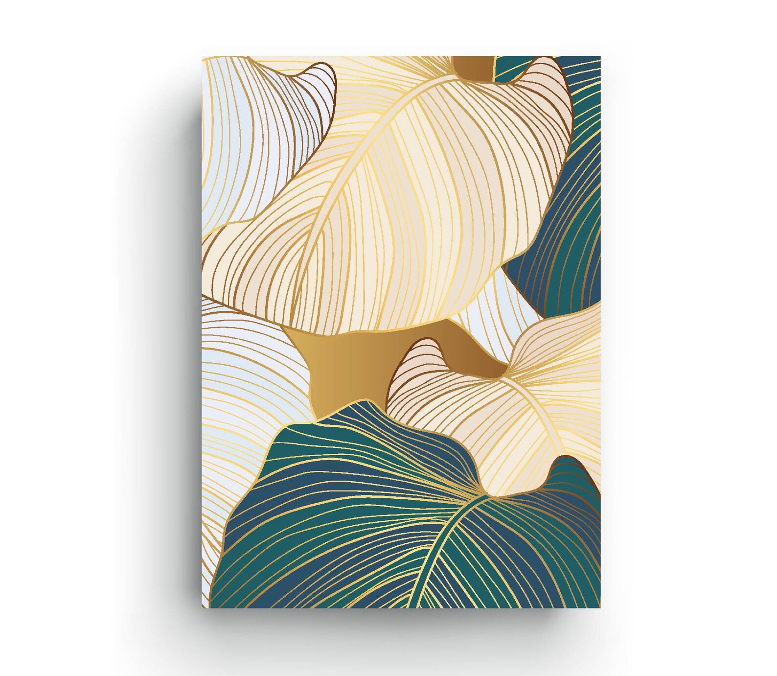 Green and Gold Leaves Set of 3 Prints Minimalist Wall Art Etsy