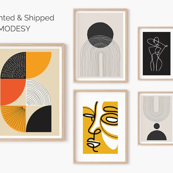 Minimalist gallery wall, modern set of 5 posters, graphic art, home decor