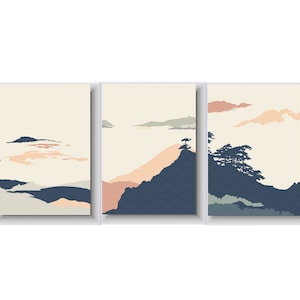 Minimalist Art Pastel Color Japanese Landscape Print Wall - Etsy