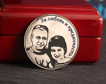 Family memory wedding silver coin custom gift for husband wife anniversary present for beloved him or her anniversary gift Valentine's day