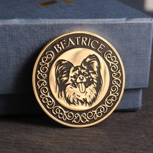 Coin with  pet portrait for Pet Lover Personalized Gift for friend, Custom 925 Silver Puppy Print For Son or Daughter Present Dog Lover